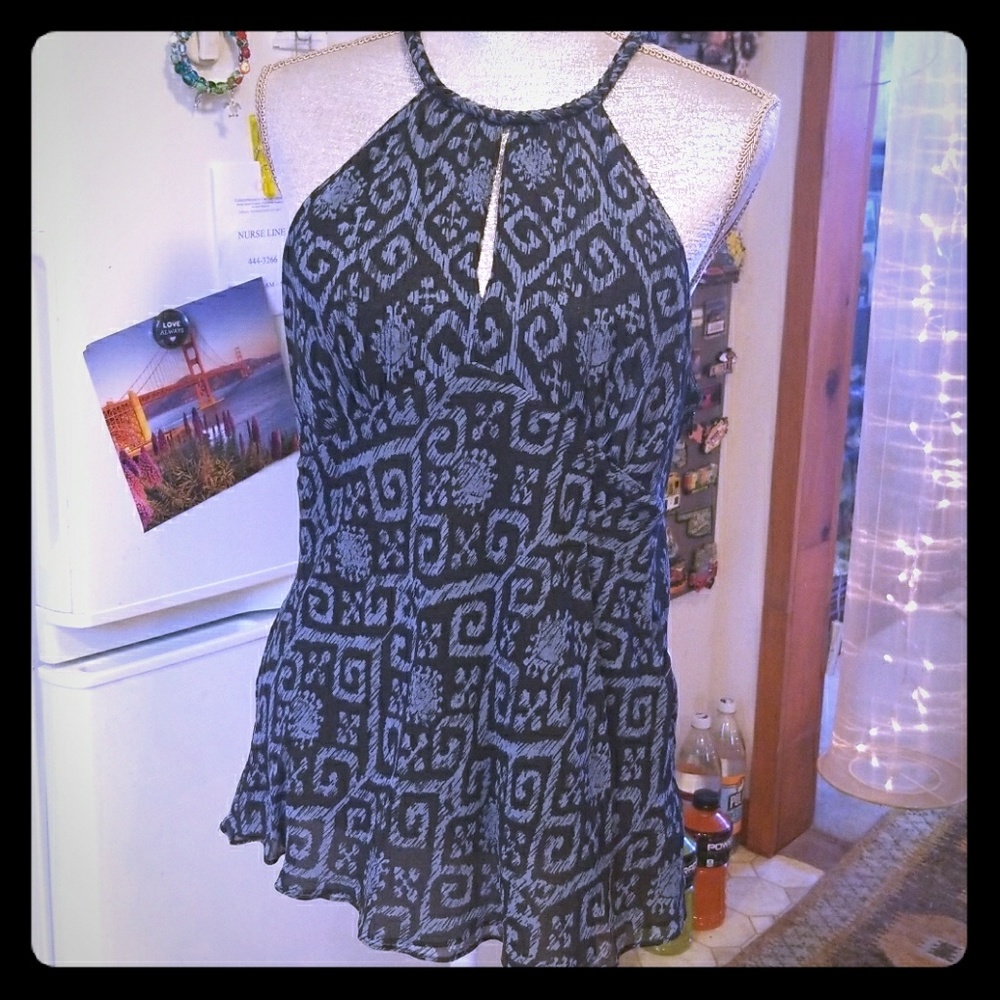 Michael Kors Blue Tank with Braid around Neck